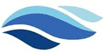 A blue and white logo of water waves.